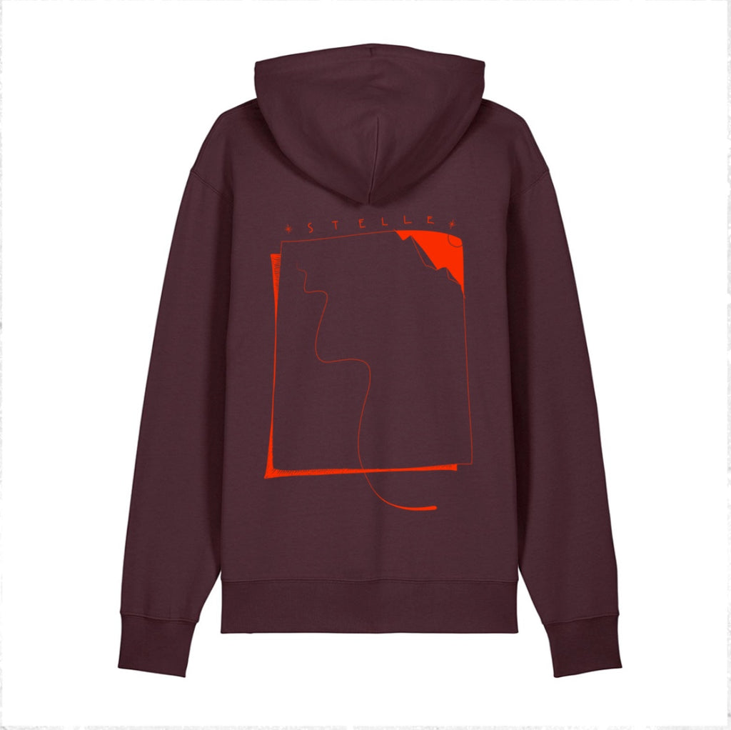 stelle hoodie pulli out of frame weinrot back